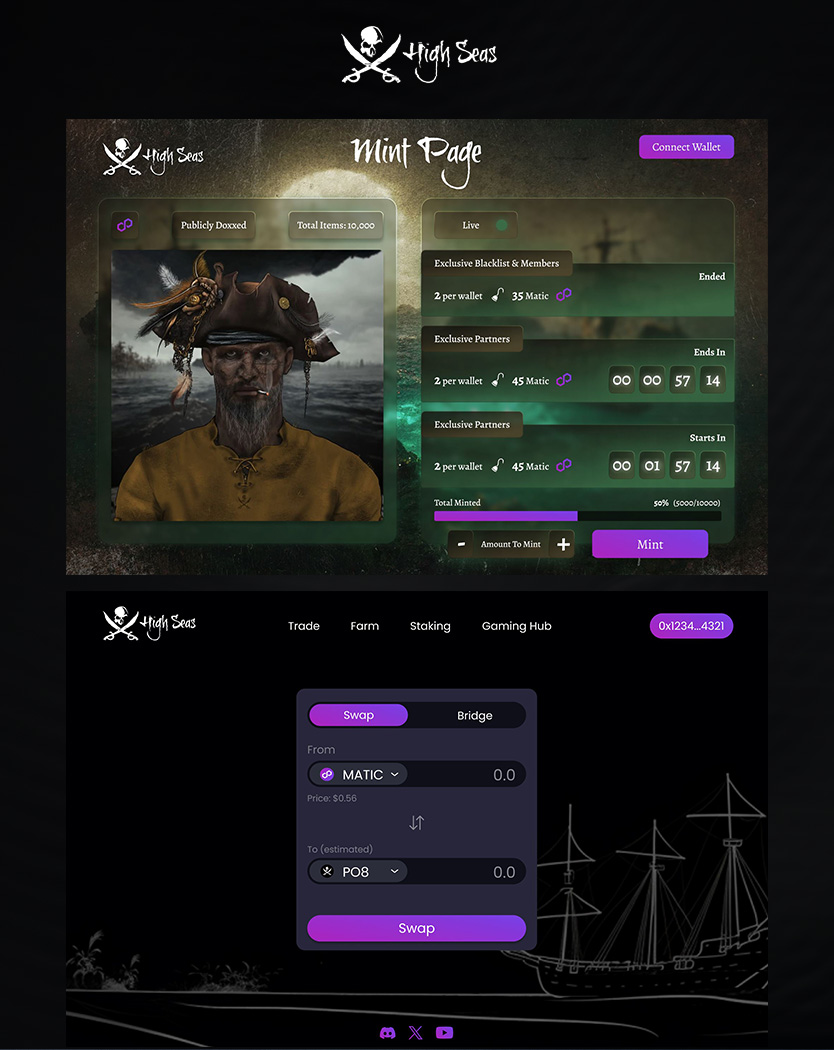 High Seas Pirates crypto project design by web3uiux